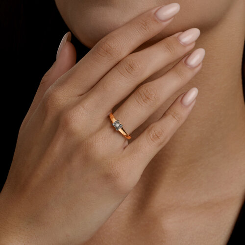 Inel din aur alb și roșu cu pietre Diamant