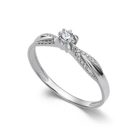 Кольцо из белого золота с камнями Бриллиант