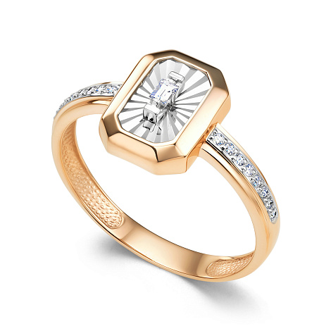 Кольцо из красного золота с камнями Бриллиант