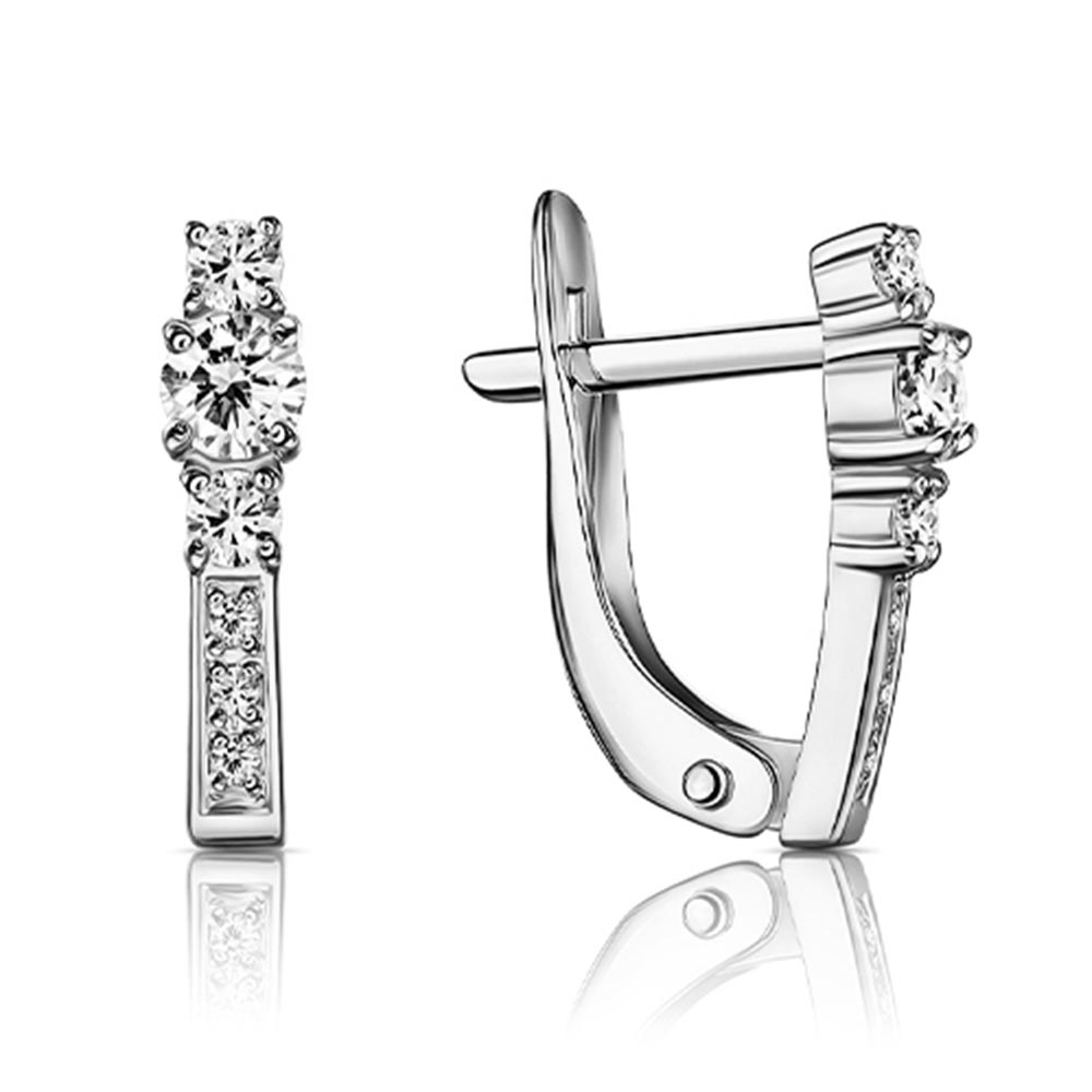 Cercei din argint  cu pietre Cubic Zirconia Incolor