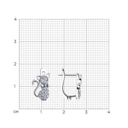 Cercei p-u copii din argint  cu pietre Cubic Zirconia Incolor