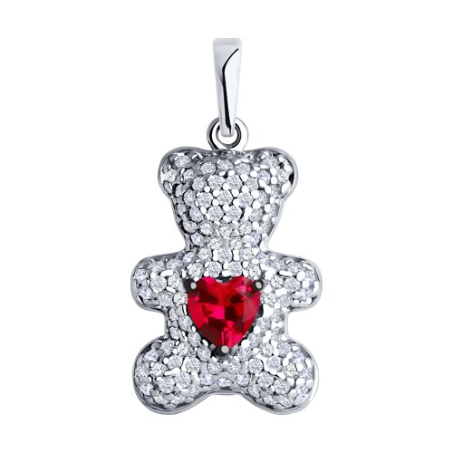 Pandantiv din argint cu Cubic Zirconia Incolor, Corindon (rubin)