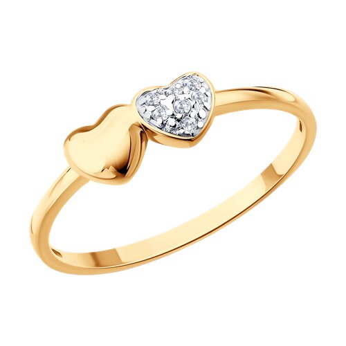 Inel din aur roșu cu pietre Cubic Zirconia Incolor