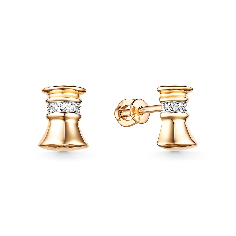 Cercei Pusete din aur roșu cu Cubic Zirconia Incolor