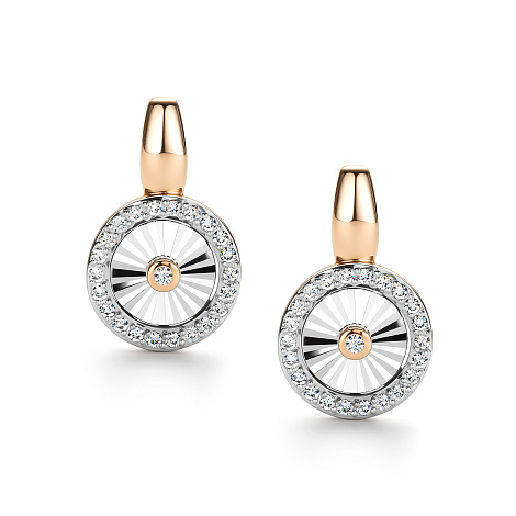 Cercei din aur roșu cu pietre Diamant