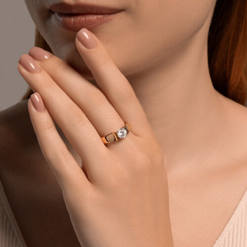 Inel din aur roșu cu pietre Cubic Zirconia Incolor