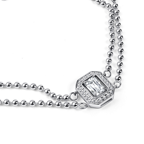 Браслет из серебра с камнями Фианит, Горный хрусталь