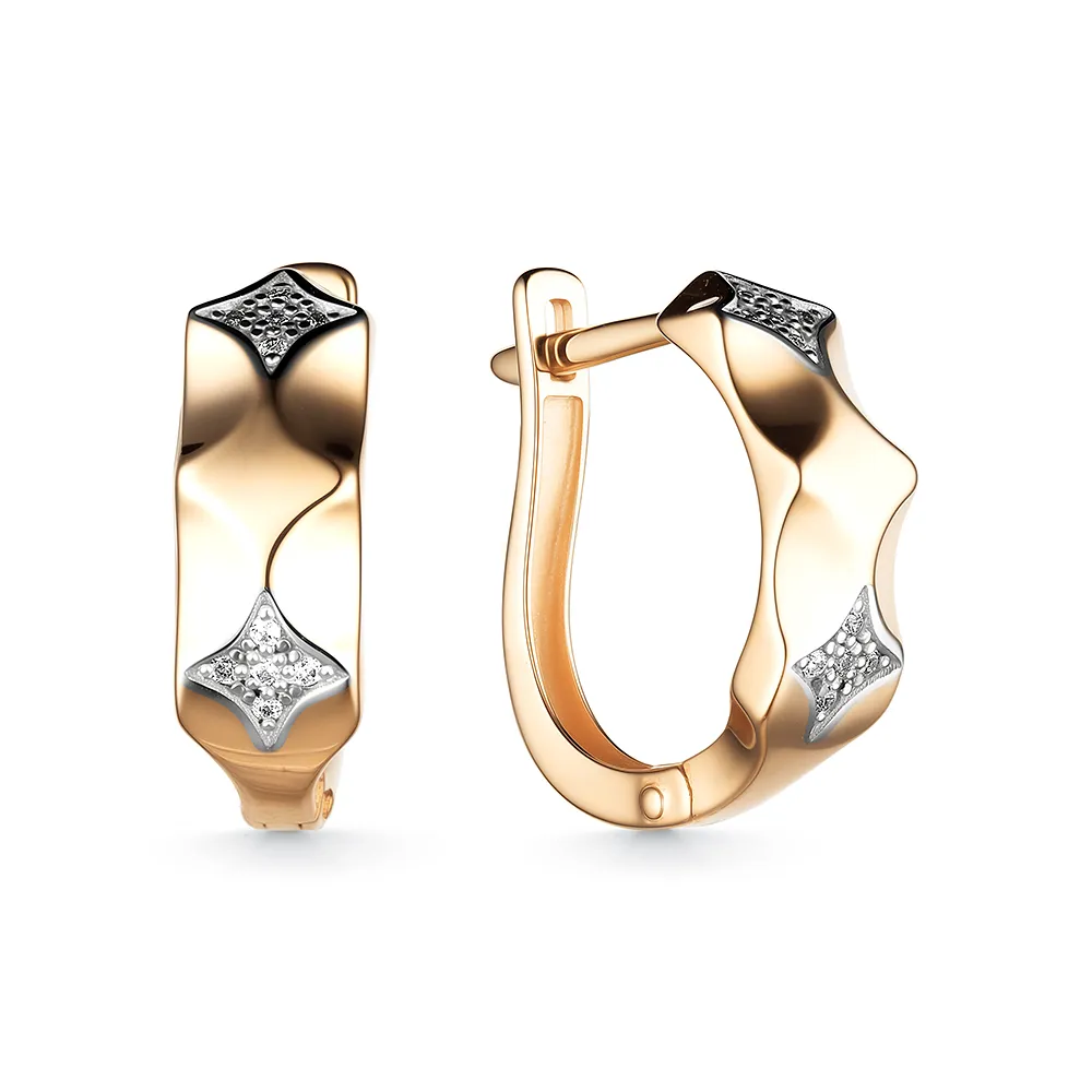 Cercei din aur roșu cu Cubic Zirconia Incolor