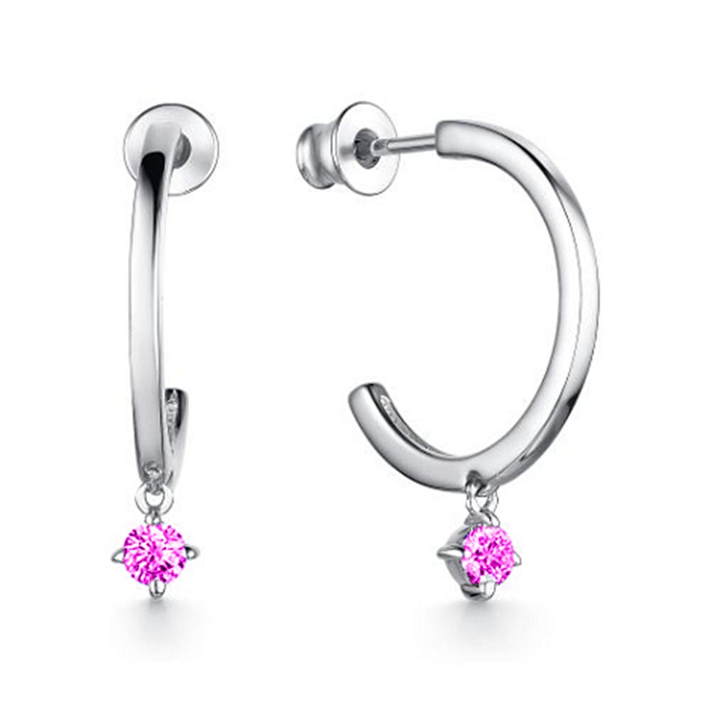 Cercei Pusete din argint  cu pietre Cubic Zirconia Roz