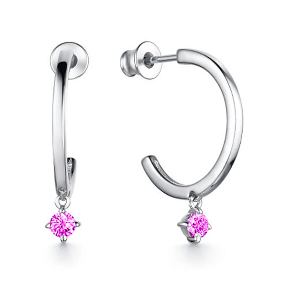 Cercei Pusete din argint cu Cubic Zirconia Roz