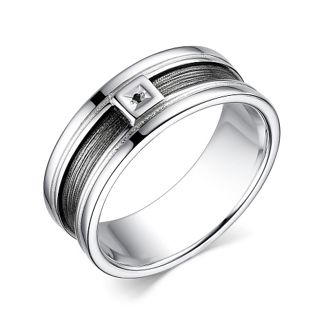 Кольцо из серебра с камнями Черный бриллиант