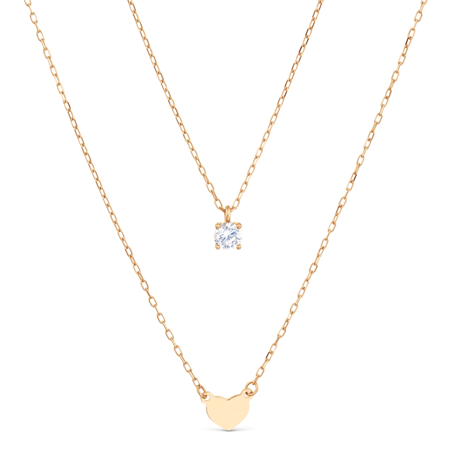 Colier din aur roșu cu pietre Cubic Zirconia Incolor
