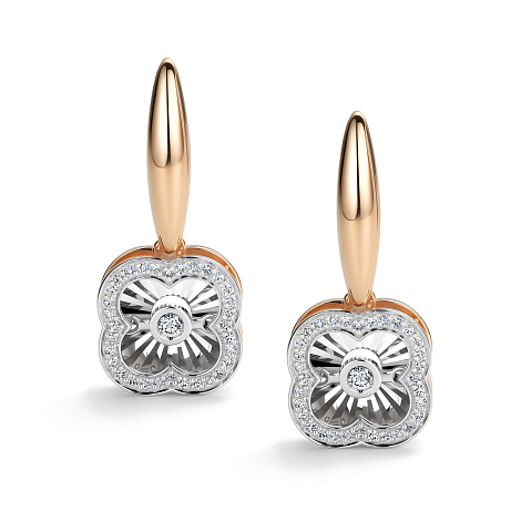 Cercei Suspendați din aur roșu cu pietre Diamant