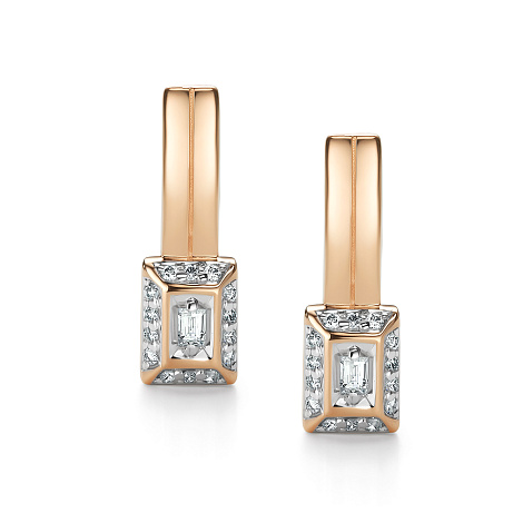 Cercei din aur roșu cu pietre Diamant