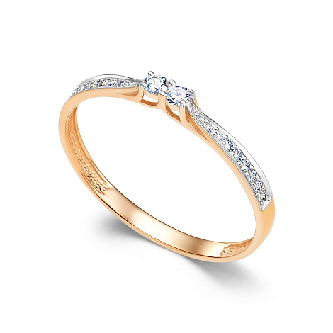 Inel din aur roșu cu pietre Diamant