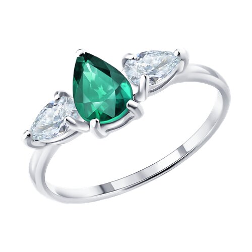 Inel din argint  cu pietre Cubic Zirconia Incolor, Smarald