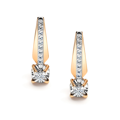 Cercei din aur roșu cu pietre Diamant