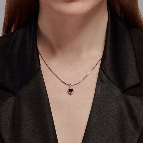Pandantiv din argint  cu pietre Cubic Zirconia Incolor, Granat