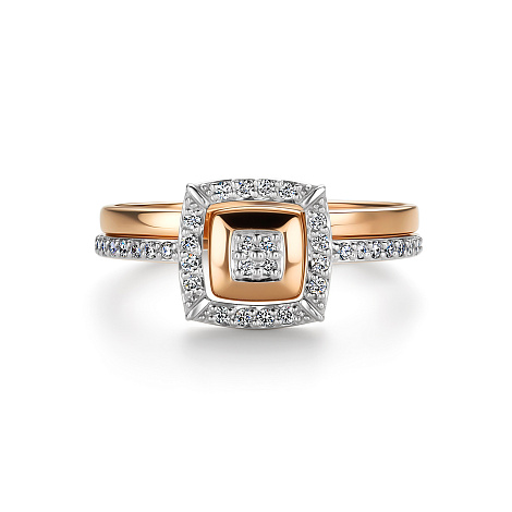 Кольцо из красного золота с камнями Бриллиант