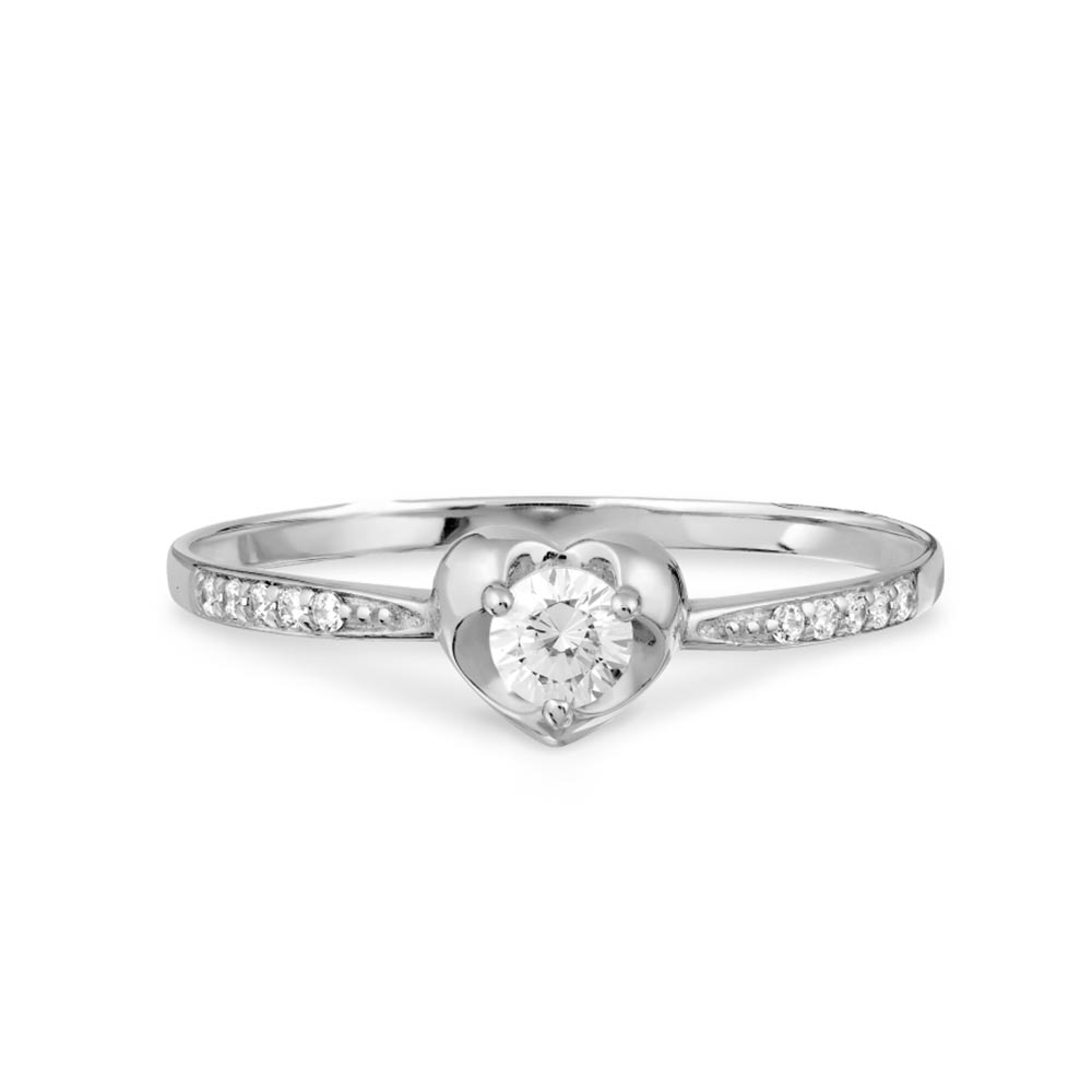 Inel din aur alb cu pietre Cubic Zirconia Incolor