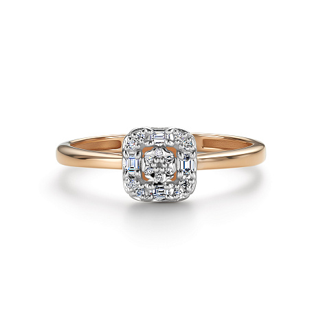 Кольцо из красного золота с камнями Бриллиант