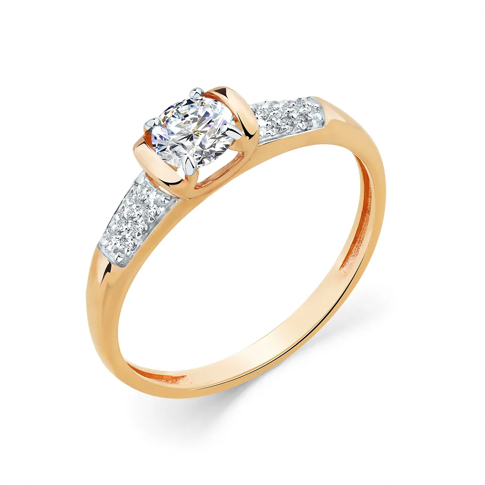 Inel din aur roșu cu Cubic Zirconia Incolor
