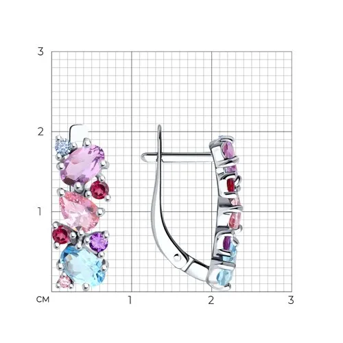 Cercei din argint cu Cubic Zirconia Colorat, Ametist și Topaz Swiss