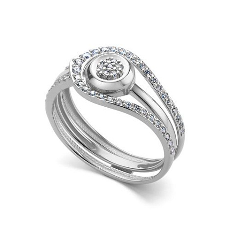 Inel din aur alb cu pietre Diamant