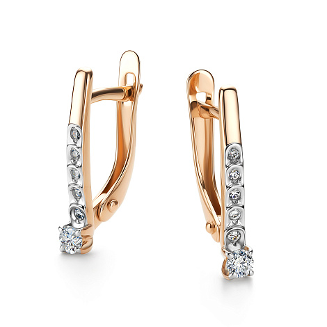 Cercei din aur roșu cu pietre Diamant