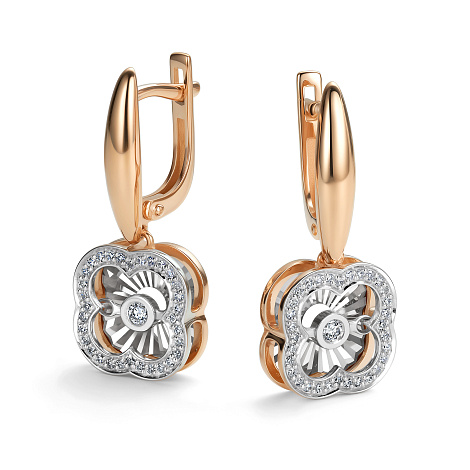 Cercei Suspendați din aur roșu cu pietre Diamant