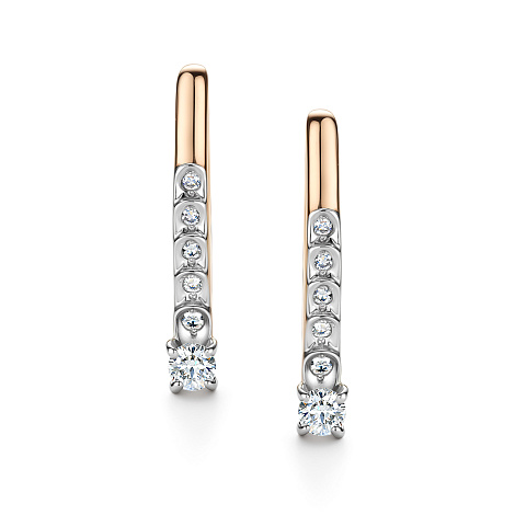 Cercei din aur roșu cu pietre Diamant