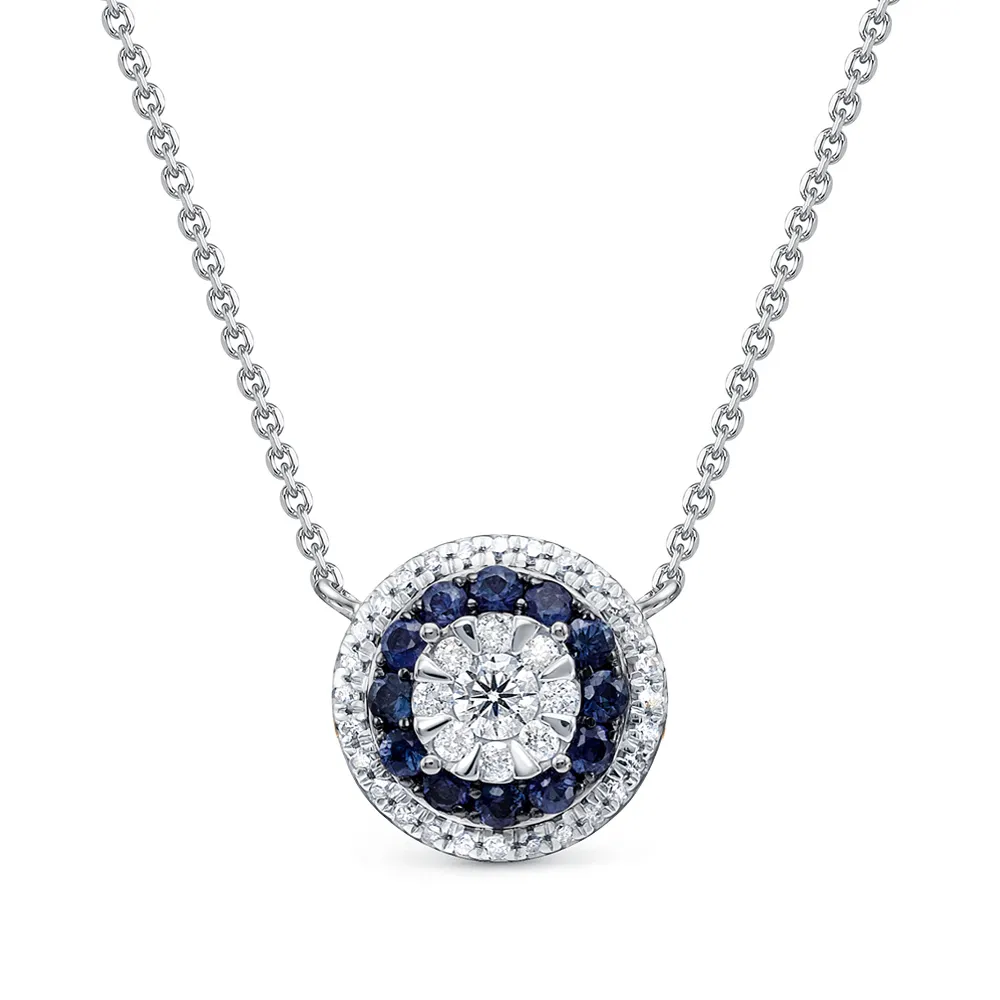 Colier din aur alb cu Diamant, Safir