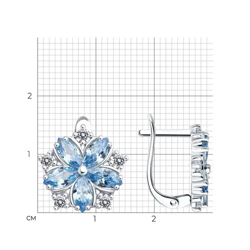 Cercei din argint cu Cubic Zirconia Incolor, Cubic Zirconia Albastru