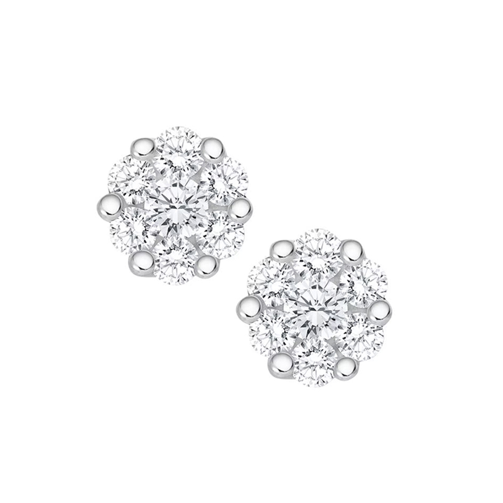 Cercei Pusete din aur alb cu pietre Diamant