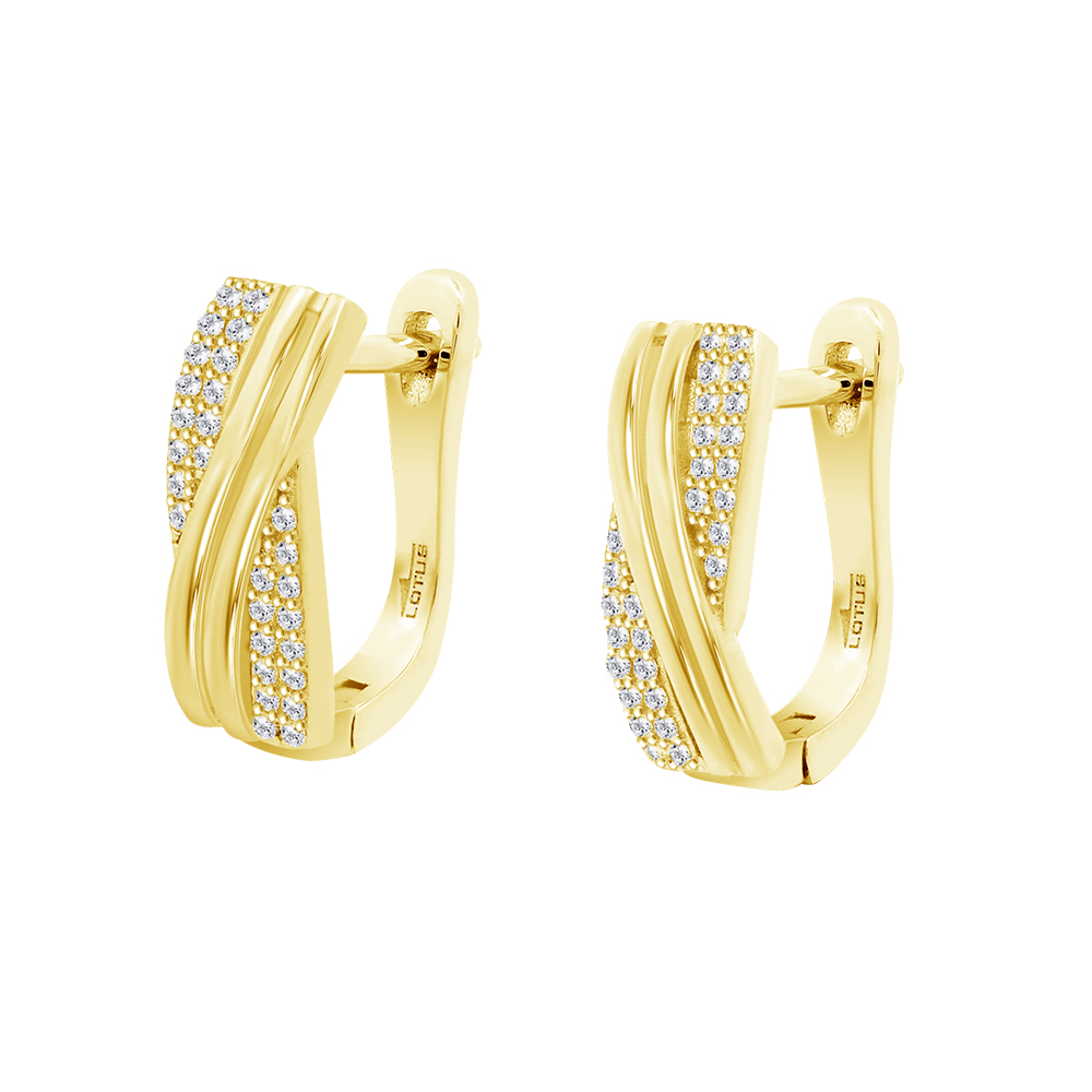 Cercei din argint placat cu aur  cu pietre Cubic Zirconia Incolor