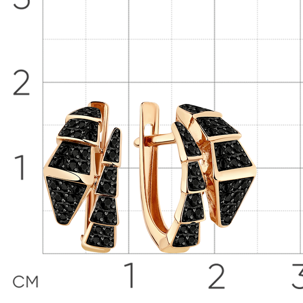 Cercei din aur roșu cu pietre Cubic Zirconia Negru