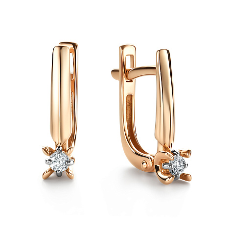 Серьги из красного золота с камнями Бриллиант