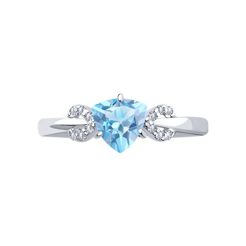 Inel din argint cu Cubic Zirconia Incolor, Topaz albastru