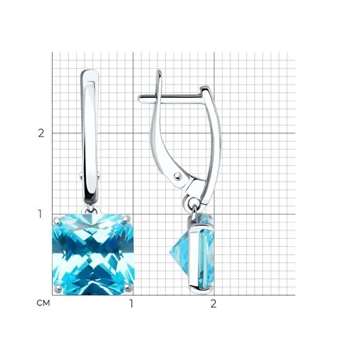 Cercei Suspendați din argint cu Cubic Zirconia Albastru