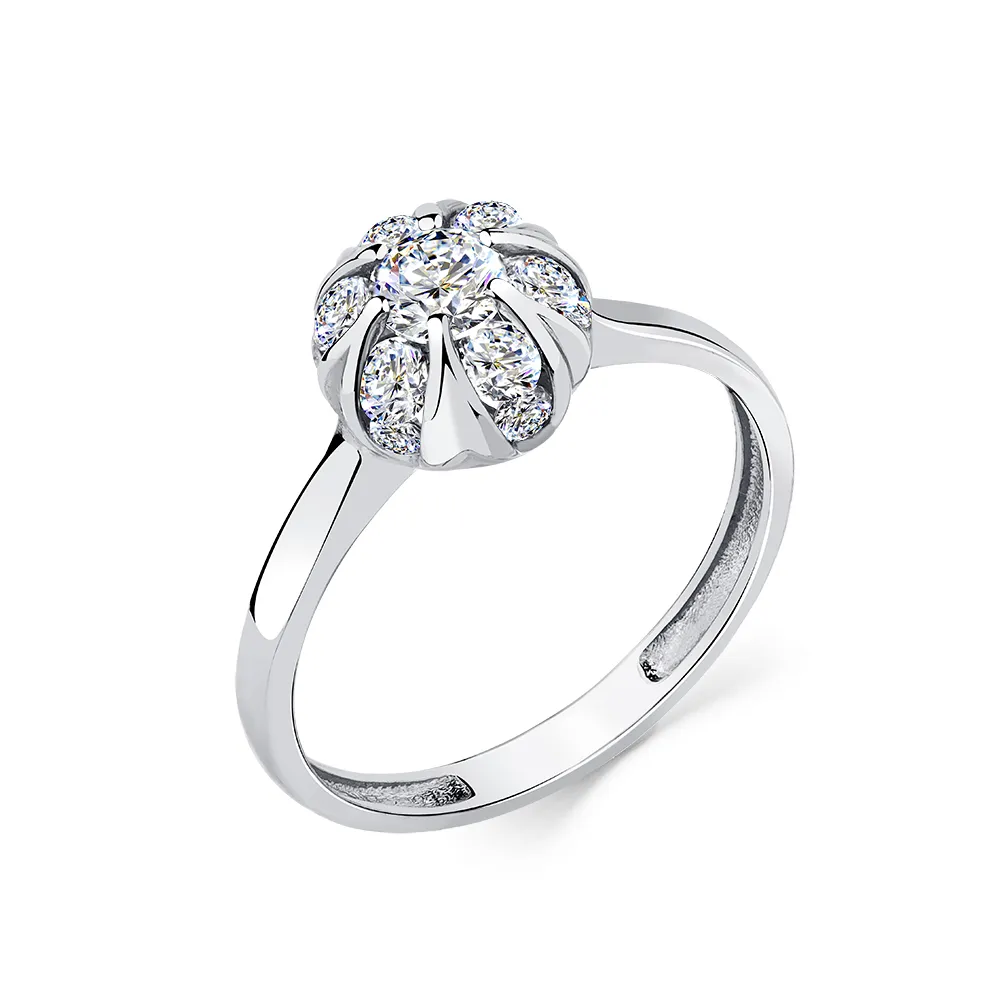 Inel din aur alb cu Cubic Zirconia Incolor