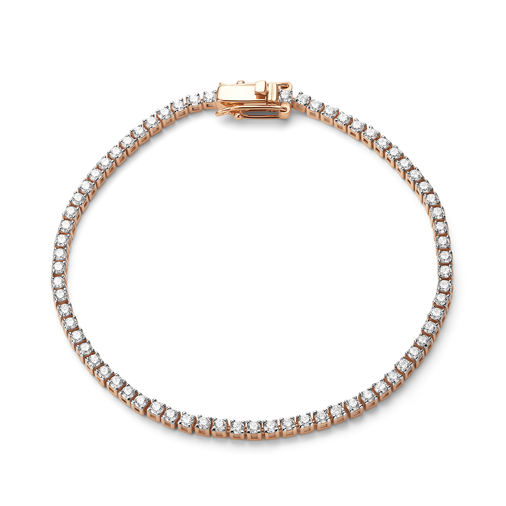 Brățară Tennis din aur roșu cu pietre Cubic Zirconia Incolor