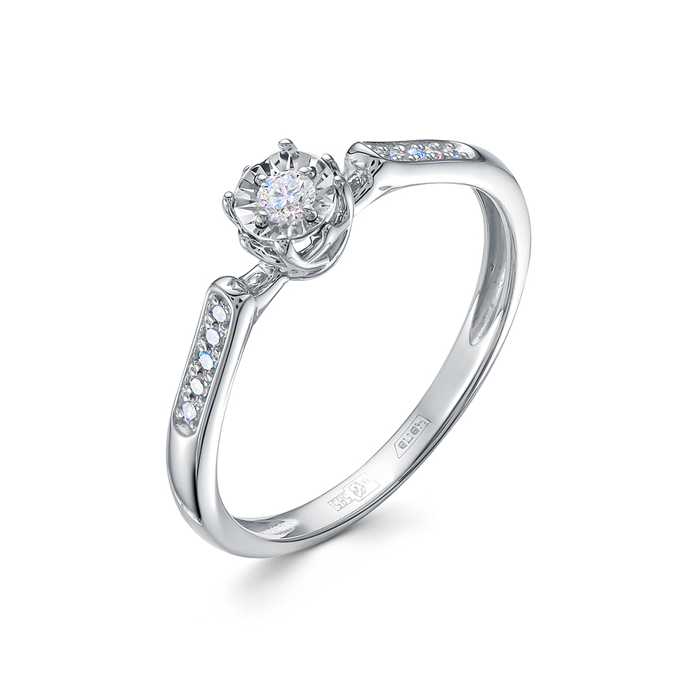 Кольцо из белого золота с камнями Бриллиант