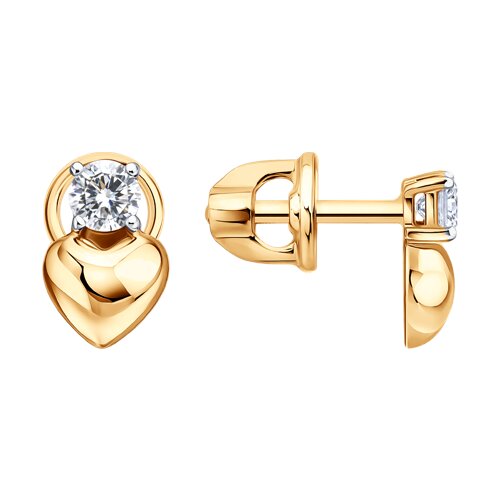 Cercei Pusete din aur roșu cu Cubic Zirconia Incolor