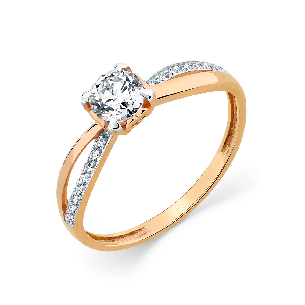 Inel din aur roșu cu Cubic Zirconia Incolor