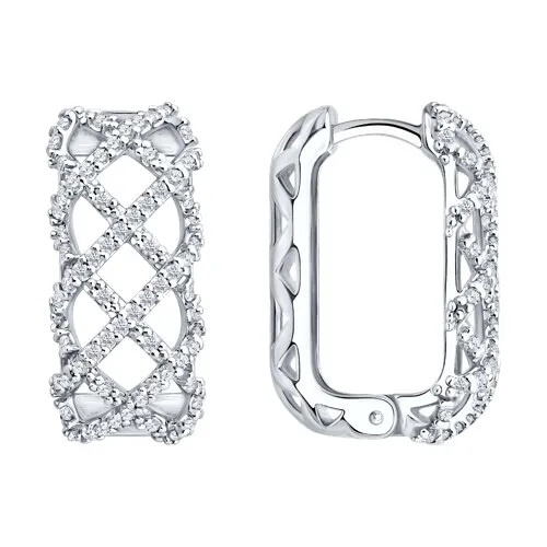 Cercei Creole din argint cu Cubic Zirconia Incolor