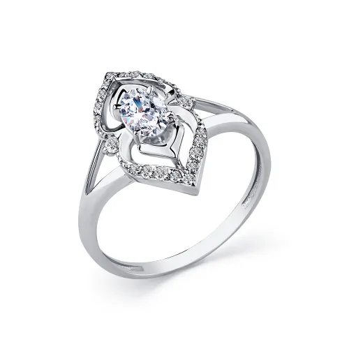 Inel din aur alb cu Cubic Zirconia Incolor