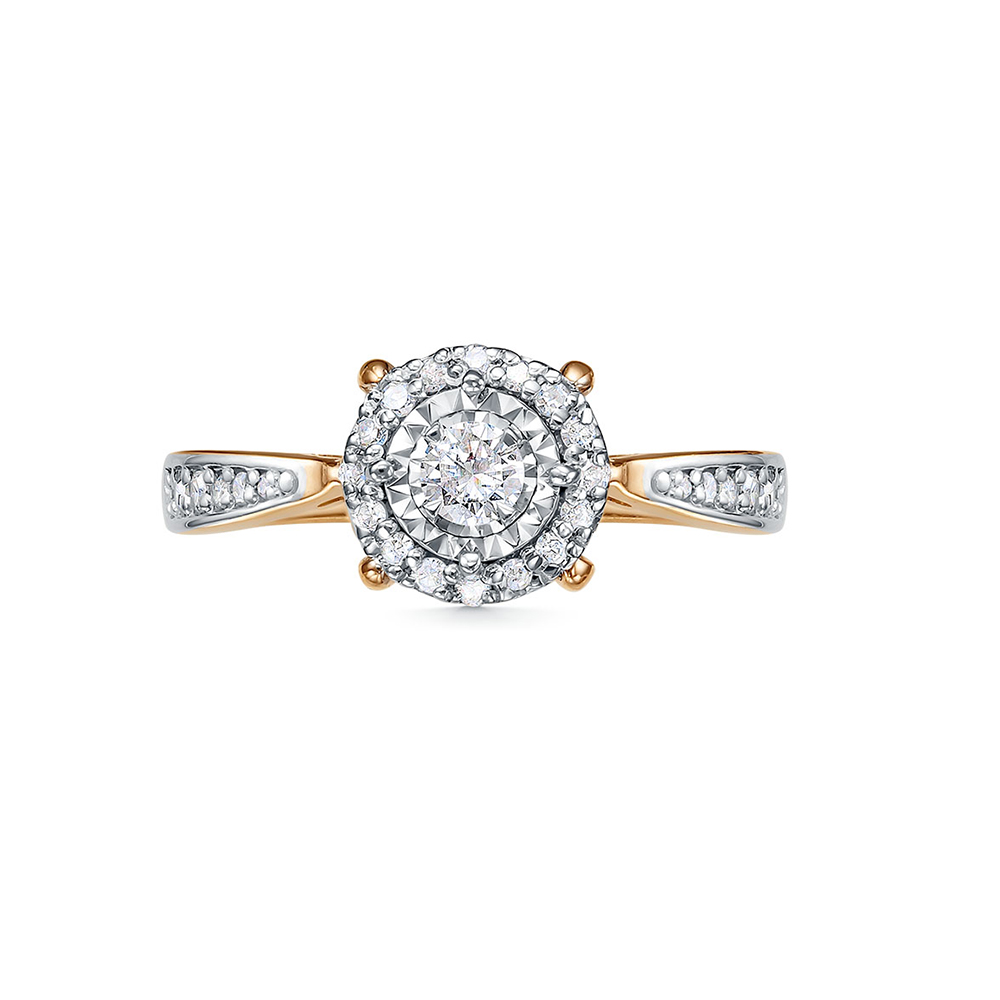 Кольцо из красного золота с камнями Бриллиант