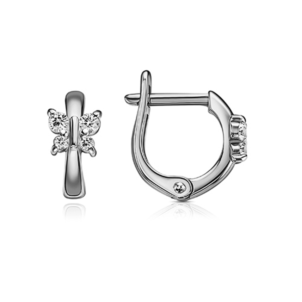 Детские серьги из серебра с камнями Фианит