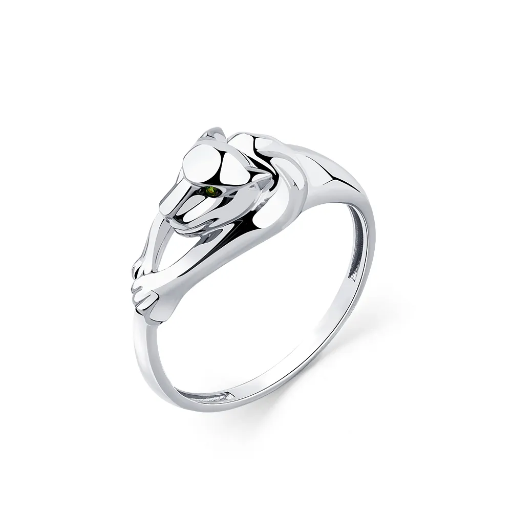 Inel din aur alb cu Cubic Zirconia Verde