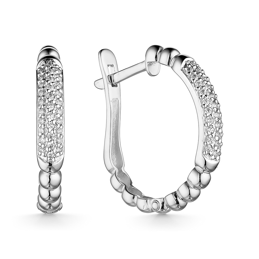Серьги из серебра с камнями Фианит